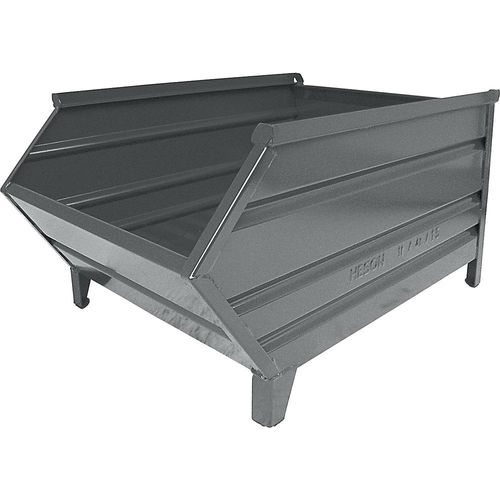 4330816298213 - Heson Stapelbehälter aus Stahlblech mit Entnahmeöffnung LxB 700   500 x 800 mm grau RAL 7005 ab 10 Stück
