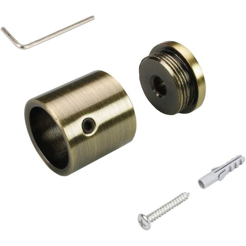 4016318132797 - Wandbefestigung Gr 1 gold (messingfarben antik) Ø16cm Gardinenstangenhalterungen für Gardinenstangen Ø 16 mm