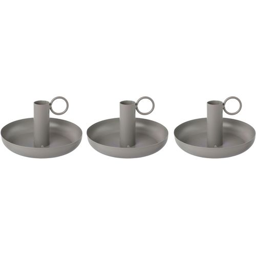 4064118178569 - Kerzenhalter ANDAS Stabkerzenhalter Engla grau H6cm Ø13cm Metall Kerzenhalter aus Metall mit dekorativem Henkel