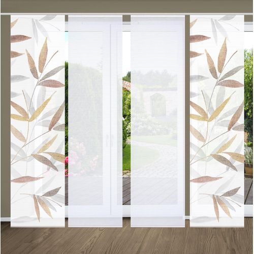 4056751527248 - Schiebegardine HOME IN GREEN RANDOW Gr 1 bunt B60cm H245cm Polyester Gardinen SET DIGITALDRUCKBAMBUSOPTIK RECYCELT