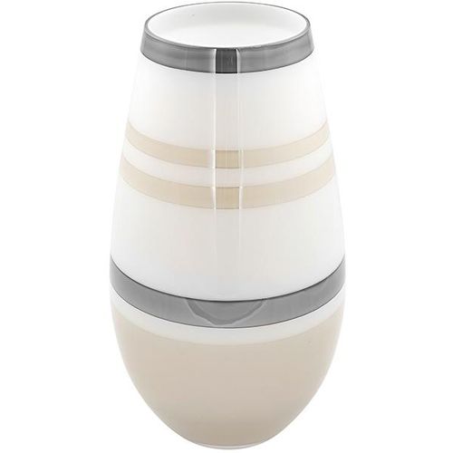 4042911153471 - Tischvase FINK LAPAZ Vasen Gr H 35 cm Ø 19 cm beige (weiß beige silberfarben) Blumenvasen aus Opalglas mit Streifendekor 4042911153471 - Tischvase FINK LAPAZ Vasen Gr H 35 cm Ø 19 cm beige (weiß beige silberfarben) Blumenvasen aus Opalglas mit Streifendekor