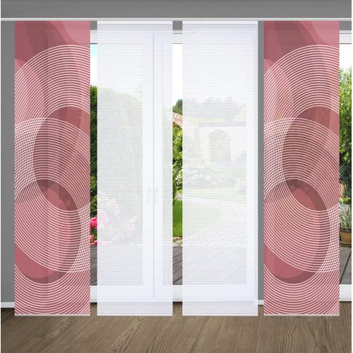 4056751515283 - Schiebegardine HOME IN GREEN AFONSO Gr 1 rot (bordeaux) B60cm H245cm Polyester Gardinen SET DIGITALDRUCKBAMBUSOPTIK RECYCELT