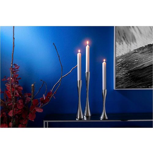 4042911402593 - Kerzenständer FINK LADY Leuchter silber (silberfarben) B7cm H36cm T7cm Ø7cm Aluminium Kerzenhalter