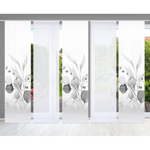 4056751441100 - Schiebegardine HOME IN GREEN ABANIO Gr 1 grau B60cm H245cm Polyester Gardinen SET DIGITALDRUCKBAMBUSOPTIK RECYCELT