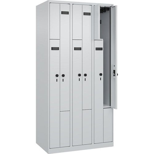 4068192606628 - Z-Spind Evolo PLUS 3 Abteile lichtgrau B 900 mm 6 Fächer mit Bodengleitern Sicherheits-Drehriegel kaiserkraft 4068192606628 - Z-Spind Evolo PLUS 3 Abteile lichtgrau B 900 mm 6 Fächer mit Bodengleitern Sicherheits-Drehriegel kaiserkraft