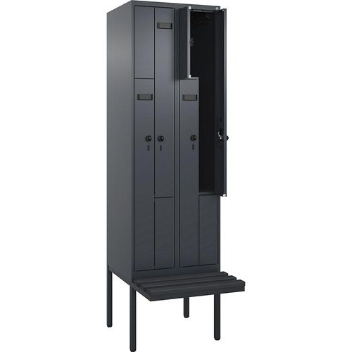 4068427098396 - Z-Spind Evolo PLUS Sitzbank 2 Abteile grau B 600 mm Sicherheits-Drehriegel mit auskragender Sitzbank Kunststoff kaiserkraft