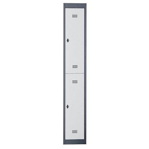 4250618247946 - Stahlspind einbrennlackiert 2 Abteile Höhe 840 mm Breite 300 mm 1 Kleiderstange Anbauelement anthrazitgrau   lichtgrau