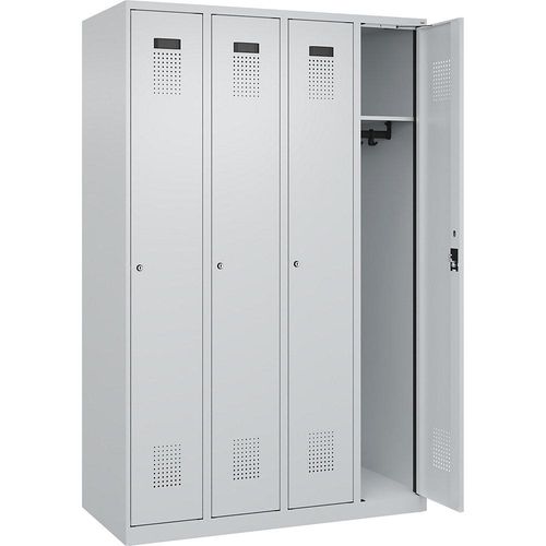 4067521989340 - Kleiderspind Evolo Plus 4 Abteile Anschlag rechts Zylinderschloss Soft-Anschlag B 1200 x T 500 x H 1850 mm lichtgrau lichtgrau