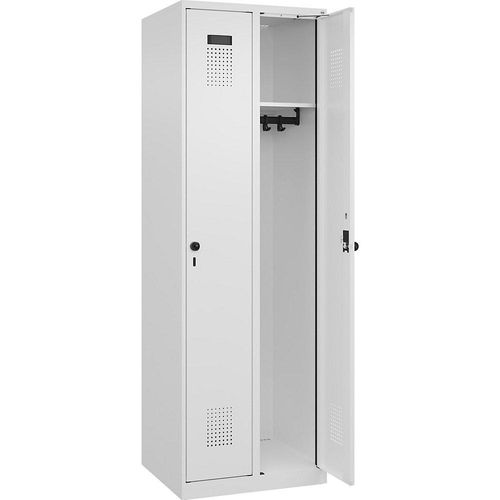 4067521948057 - Spind Evolo PLUS 2 Abteile verkehrsweiß B 600 mm mit Bodengleitern Drehriegel