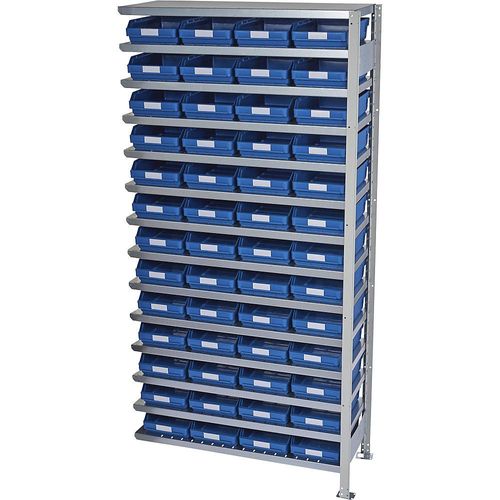 4250621501042 - Steckregal mit Regalkästen Regalhöhe 2100 mm Anbauregal Tiefe 300 mm 52 Kästen blau STEMO