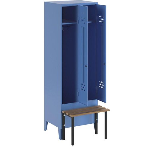 4250618230085 - Kleiderspind mit vorgebauter Bank Vollwand-Türen Abteilbreite 300 mm 2 Abteile lichtblau 4250618230085 - Kleiderspind mit vorgebauter Bank Vollwand-Türen Abteilbreite 300 mm 2 Abteile lichtblau