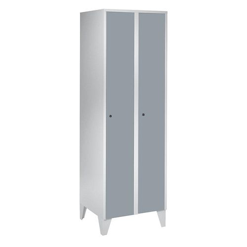 4250618250823 - Garderobenschrank mit Füßen HxBxT 1850 x 600 x 500 mm 2 Abteile silbergrau