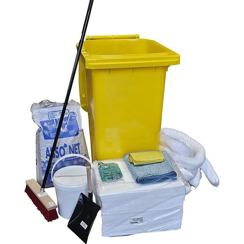 4262512391113 - eurokraft basic Leckage-Notfallset in Kunststoff-Tonne Farbe gelb Ausführung Öl weiß 4262512391113 - eurokraft basic Leckage-Notfallset in Kunststoff-Tonne Farbe gelb Ausführung Öl weiß