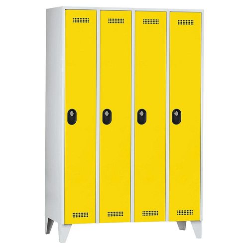 4250618239057 - Garderobenschrank Fachhöhe 1700 mm HxBxT 1850 x 1200 x 500 mm Abteilbreite 300 mm Korpus-   Türfarbe Lichtgrau   Zinkgelb