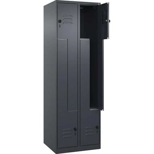 4067521321942 - Z-Spind Classic PLUS 2 Abteile grau B 600 mm mit Bodengleitern Drehriegel C+P