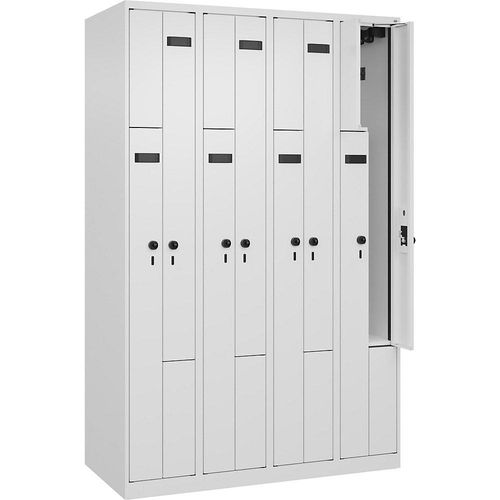 4068192655572 - Z-Spind Evolo PLUS 4 Abteile weiß B 1200 mm 8 Fächer mit Bodengleitern Sicherheits-Drehriegel kaiserkraft 4068192655572 - Z-Spind Evolo PLUS 4 Abteile weiß B 1200 mm 8 Fächer mit Bodengleitern Sicherheits-Drehriegel kaiserkraft