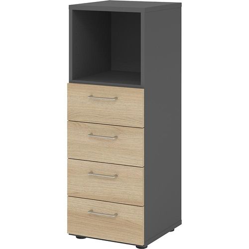 4032062308912 - Schubladenschrank Breno 4 Schübe 1 Fach Metallgriffe B 400 x T 420 x H 1100 mm graphit Eiche 4032062308912 - Schubladenschrank Breno 4 Schübe 1 Fach Metallgriffe B 400 x T 420 x H 1100 mm graphit Eiche