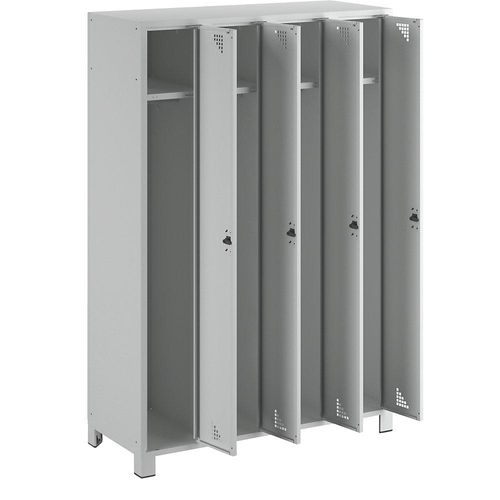 4061753011015 - eurokraft pro Mehrzweck- und Garderobenschrank Abteilhöhe 1695 mm 4 Abteile Breite 1200 mm komplett lichtgrau