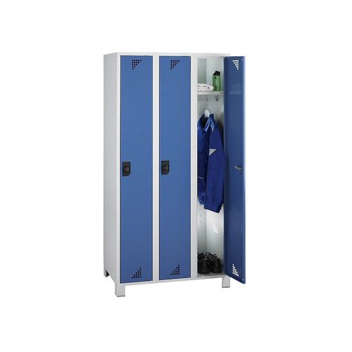 4061753010971 - eurokraft pro Mehrzweck- und Garderobenschrank Abteilhöhe 1695 mm 3 Abteile Breite 900 mm Korpus lichtgrau Türen brillantblau 4061753010971 - eurokraft pro Mehrzweck- und Garderobenschrank Abteilhöhe 1695 mm 3 Abteile Breite 900 mm Korpus lichtgrau Türen brillantblau