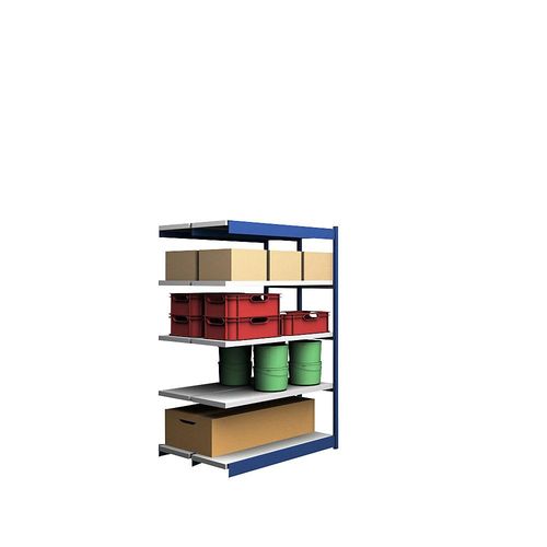 4250623731492 - Stabil-Steckregal doppelseitig Regalhöhe 2000 mm blau verzinkt Bodenbreite 1325 mm Anbauregal Breite x Tiefe 1325 x 400 mm hofe