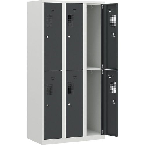 4061753003713 - eurokraft basic Garderobenschrank halbhohe Fächer halbhohe Fächer B 900 mm 6 Fächer lichtgrau   basaltgrau
