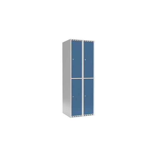 7042424852745 - Doppelstock-Spind Fydor 2 Abteile lichtgrau   brillantblau B 600 mm 2 Abteile flache Dachform Zylinderschloss kaiserkraft
