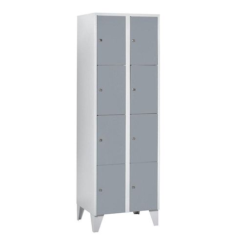 4250618250885 - 4er-Schließfachschrank München 2 Abteile lichtgrau   silbergrau B 600 mm mit Füßen Wolf