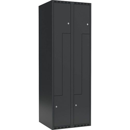 7042424852837 - Z-Spind Fydor 2 Abteile grau B 600 mm 2 Abteile flache Dachform Zylinderschloss kaiserkraft