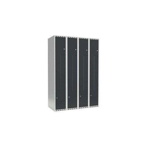 7042423059084 - Z-Spind Fydor 4 Abteile lichtgrau   grau B 1200 mm 4 Abteile flache Dachform Vorhängeschloss kaiserkraft