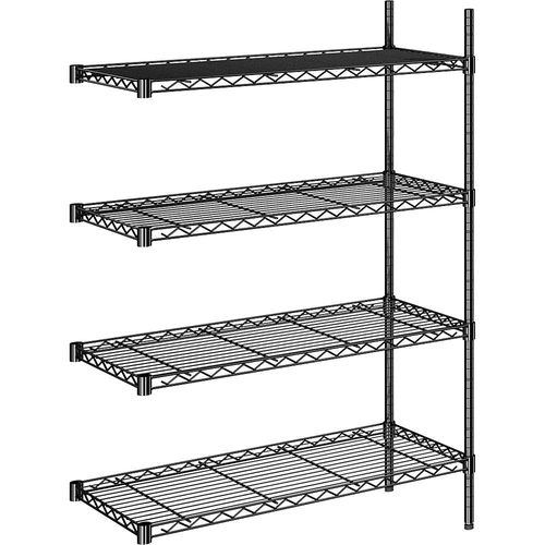 4061753091871 - Stahldraht-Gitterregal schwarz Fachlast 100 kg BxT 910 x 460 mm Anbauregal Höhe 1370 mm 4 Fachböden kaiserkraft