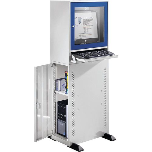 4061753121660 - eurokraft basic Computerschrank Standardausführung lichtgrau enzianblau