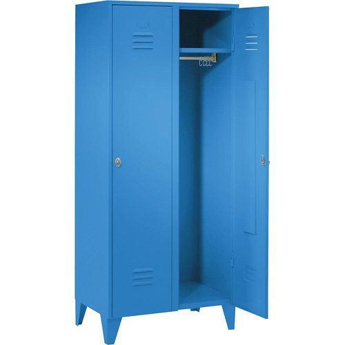 4250618226187 - Stahlspind mit Stollenfüßen Abteile schrankhoch Vollwandtüren Abteilbreite 400 mm 2 Abteile lichtblau