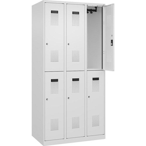 4068192033233 - Doppelstock-Spind Evolo PLUS 3 Abteile verkehrsweiß B 900 mm mit Bodengleitern Zylinderschloss