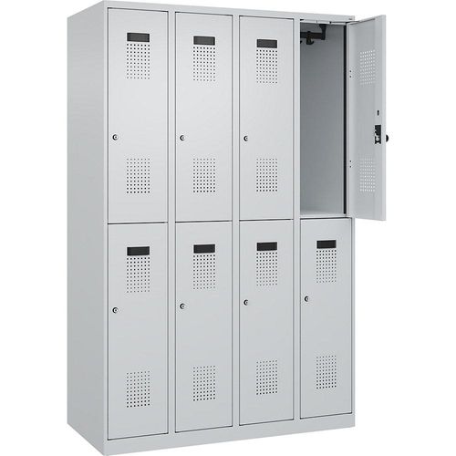 4067521996188 - Doppelstock-Spind Evolo PLUS 4 Abteile lichtgrau B 1200 mm mit Bodengleitern Zylinderschloss