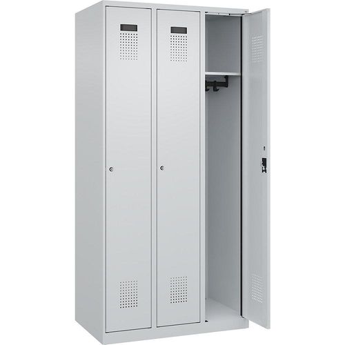 4067521988985 - Spind Evolo PLUS 3 Abteile lichtgrau B 900 mm mit Bodengleitern Zylinderschloss