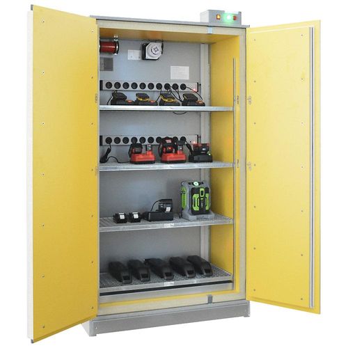 4260696923595 - Akku-Sicherheits-Ladeschrank SiS Li-Ion Basic Charge EI 90 mit Brandunterdrückungssystem HxB 2048 x 1148 mm 2 Steckleisten