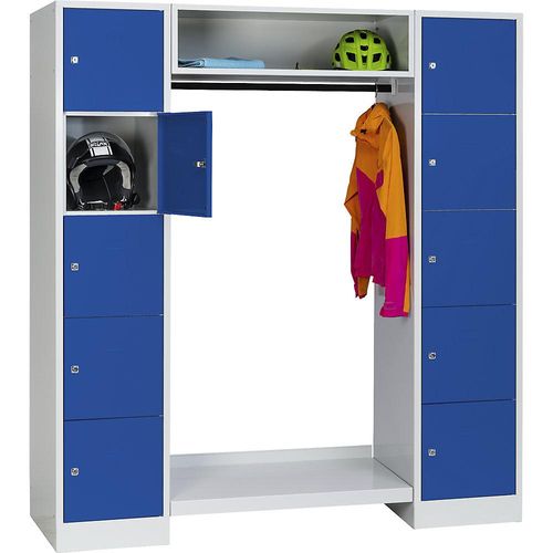 4250618217482 - Schließfachgarderoben-System 10 Fächer außen 10 Kleiderbügel Gesamtbreite 1670 mm Fachbreite 398 mm enzianblau lichtgrau