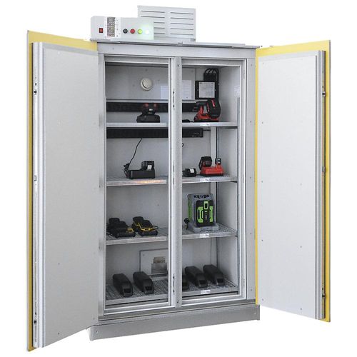4260696923649 - Akku-Sicherheits-Ladeschrank SiS Li-Ion 90 Safe Pro ohne Brandunterdrückungssystem HxB 2250 x 1212 mm 2 Steckleisten