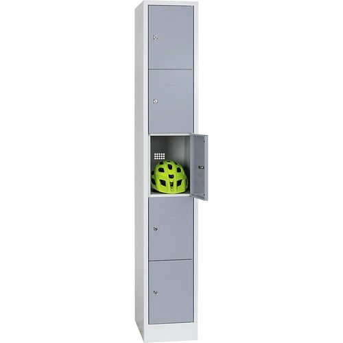 4250618249629 - 5er-Schließfachschrank Dresden 1 Abteil lichtgrau   silbergrau B 300 mm mit Bodensockel Wolf