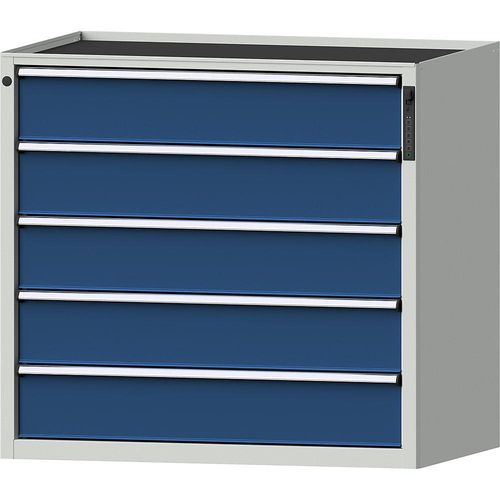 4014641800048 - Schubladenschrank elektronisches PIN-Schloss 5 x 180 mm Schubladen HxBxT 980 x 1060 x 675 mm blau