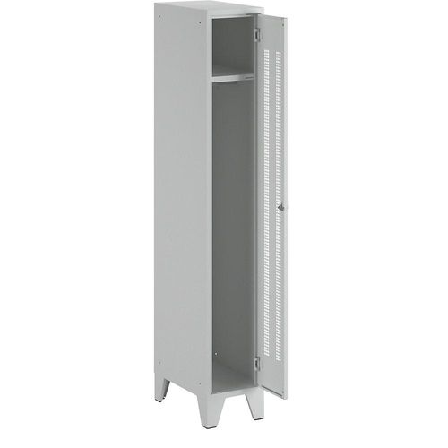 4250618219295 - Stahlspind mit Stollenfüßen Abteile schrankhoch Lochblechtüren Abteilbreite 300 mm 1 Abteil lichtgrau 4250618219295 - Stahlspind mit Stollenfüßen Abteile schrankhoch Lochblechtüren Abteilbreite 300 mm 1 Abteil lichtgrau