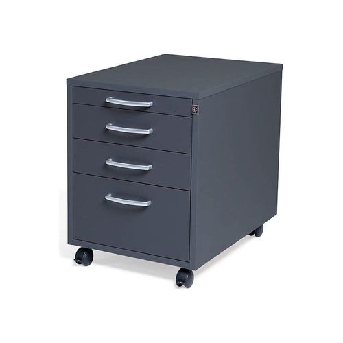 5905745100914 - Rollcontainer Miami 4 Schubladen HxBxT 550 x 420 x 600 mm dunkelgrau kaiserkraft 5905745100914 - Rollcontainer Miami 4 Schubladen HxBxT 550 x 420 x 600 mm dunkelgrau kaiserkraft