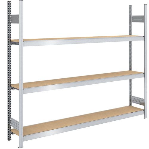 4250623703512 - Großfach-Steckregal mit Spanplatten Höhe 2000 mm Breite 2250 (2 x 1125) mm Feldlast 1200 kg Tiefe 400 mm Grundregal hofe