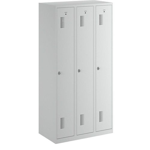 4061753006394 - eurokraft basic AMSTERDAM Garderobenschrank Höhe 1800 mm Breite 900 mm 3 Abteile mit Vorhängeschlossvorrichtung lichtgrau 4061753006394 - eurokraft basic AMSTERDAM Garderobenschrank Höhe 1800 mm Breite 900 mm 3 Abteile mit Vorhängeschlossvorrichtung lichtgrau