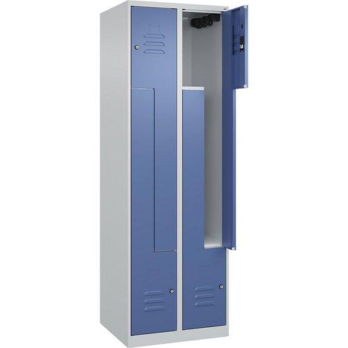 4067521321928 - Z-Spind Classic PLUS 2 Abteile lichtgrau fernblau B 600 mm mit Bodengleitern Zylinderschloss 4067521321928 - Z-Spind Classic PLUS 2 Abteile lichtgrau fernblau B 600 mm mit Bodengleitern Zylinderschloss