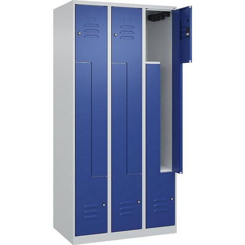 4067521321454 - Z-Spind Classic PLUS 3 Abteile lichtgrau enzianblau B 900 mm mit Bodengleitern Zylinderschloss 4067521321454 - Z-Spind Classic PLUS 3 Abteile lichtgrau enzianblau B 900 mm mit Bodengleitern Zylinderschloss