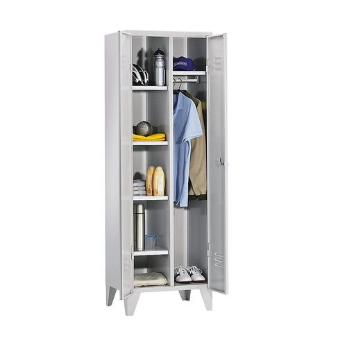 4250618227306 - Putzmittelspind Berlin 2 4 Fachböden 1 Kleiderstange lichtgrau RAL 7035 Wolf 4250618227306 - Putzmittelspind Berlin 2 4 Fachböden 1 Kleiderstange lichtgrau RAL 7035 Wolf