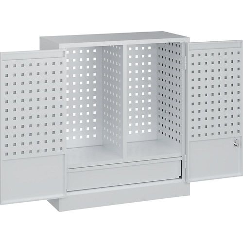 4069361700673 - Werkstatt-Hängeschrank mit Lochwänden Schubkasten HxBxT 800 x 700 x 300 mm lichtgrau 4069361700673 - Werkstatt-Hängeschrank mit Lochwänden Schubkasten HxBxT 800 x 700 x 300 mm lichtgrau