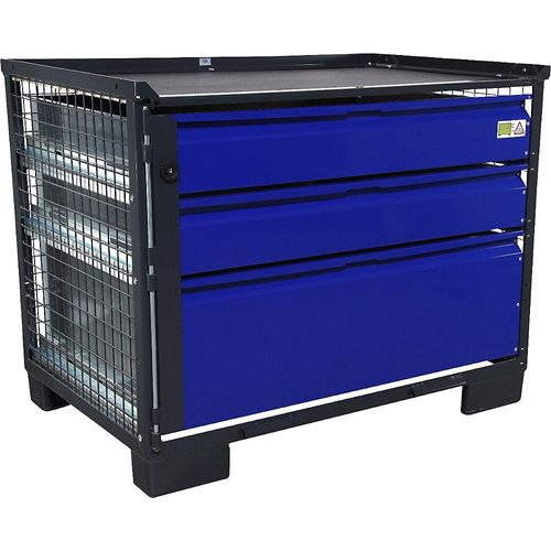 4260650510168 - LCB-Gitterbox mit 3 abschließbaren Schubladen aus verzinktem Blech Fronten blau kaiserkraft 4260650510168 - LCB-Gitterbox mit 3 abschließbaren Schubladen aus verzinktem Blech Fronten blau kaiserkraft