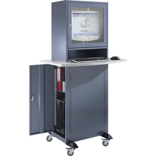 4061753023445 - eurokraft basic Computerschrank mit Arbeitsplatte blaugrau